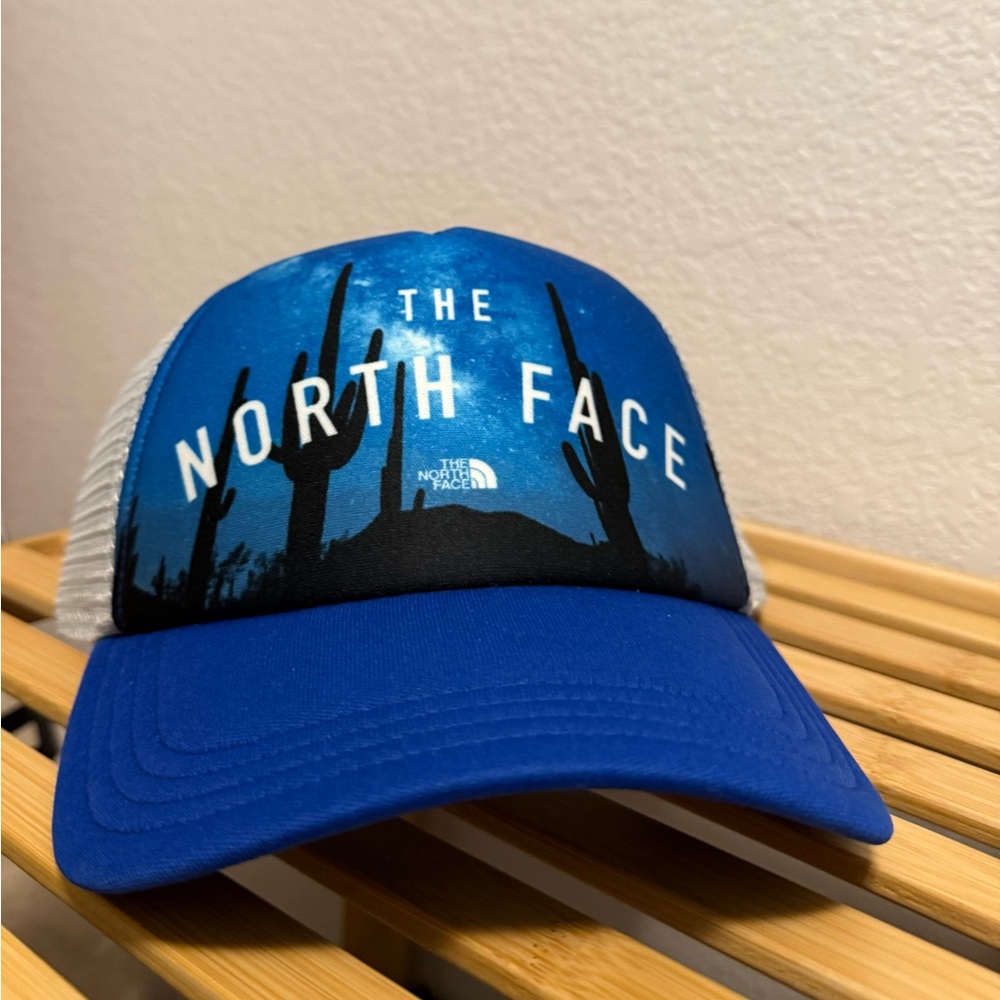 The North Face Blue and White Hat